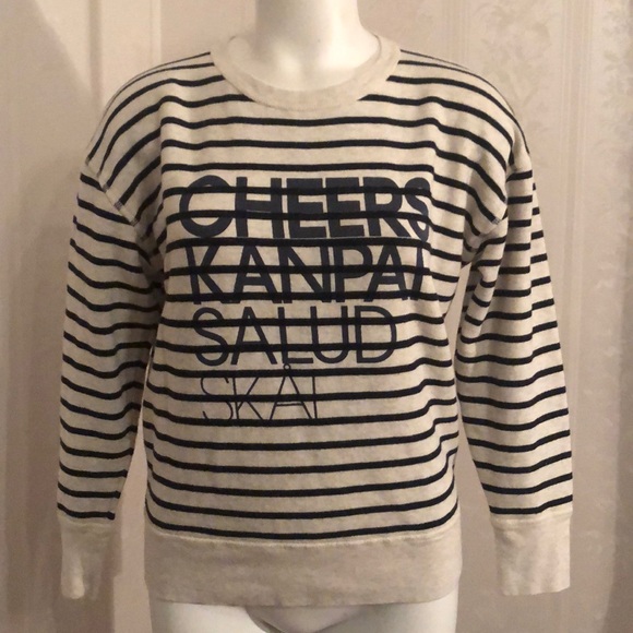 J Crew Cheers Ivory Stripes Long Sleeve Sweatshirt - Picture 2 of 8